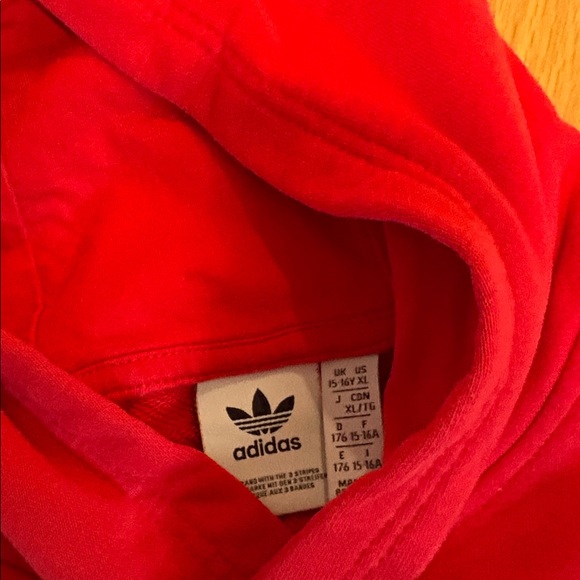 adidas Red Trefoil Pullover Hoodie with White Logo - Picture 2 of 4